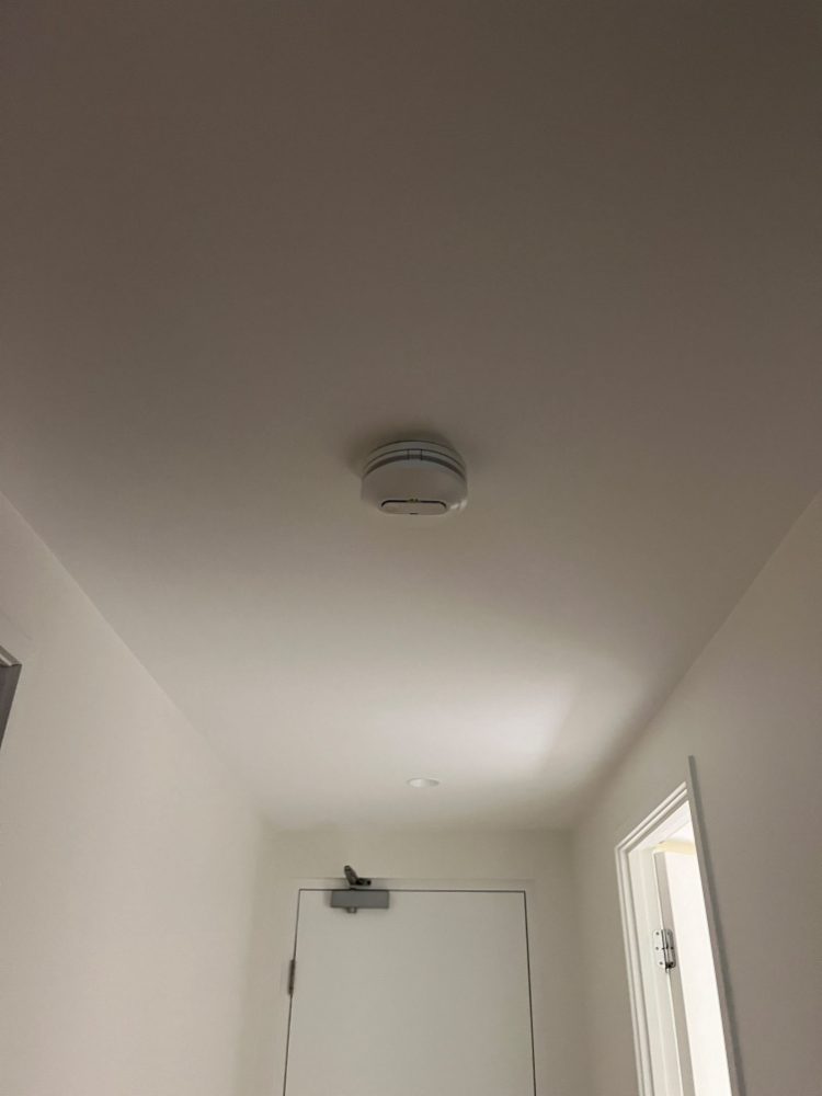 New smoke alarm in a hallway