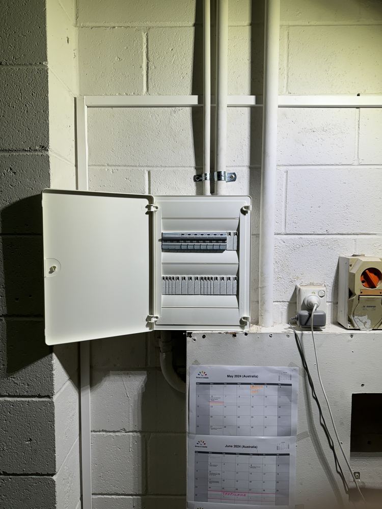 New switchboard with circuit breakers and safety switches after an upgrade