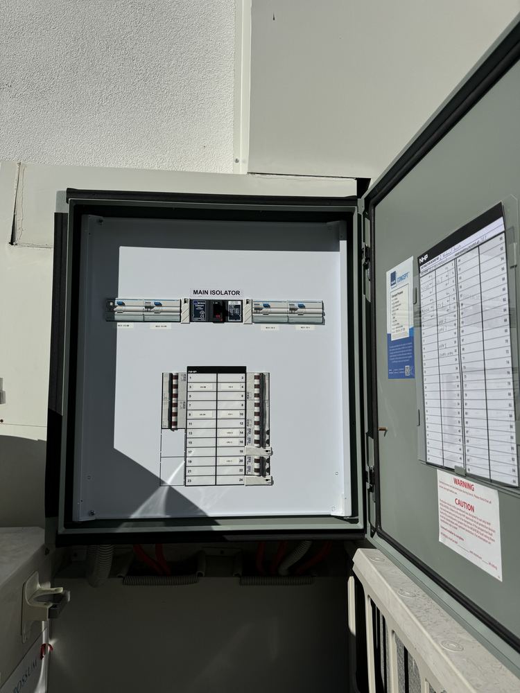 Commercial-style chassis switchboard in a lockable cabinet