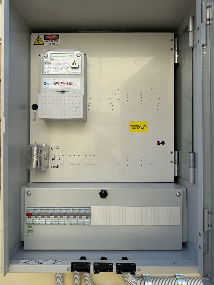 New switchboard with circuit breakers and safety switches